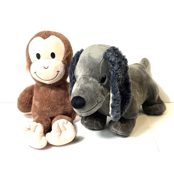 Kohl's Cares Curious George & Charlie Dog Plush Brown Monkey Gray Puppy 15" - Picture 1 of 11